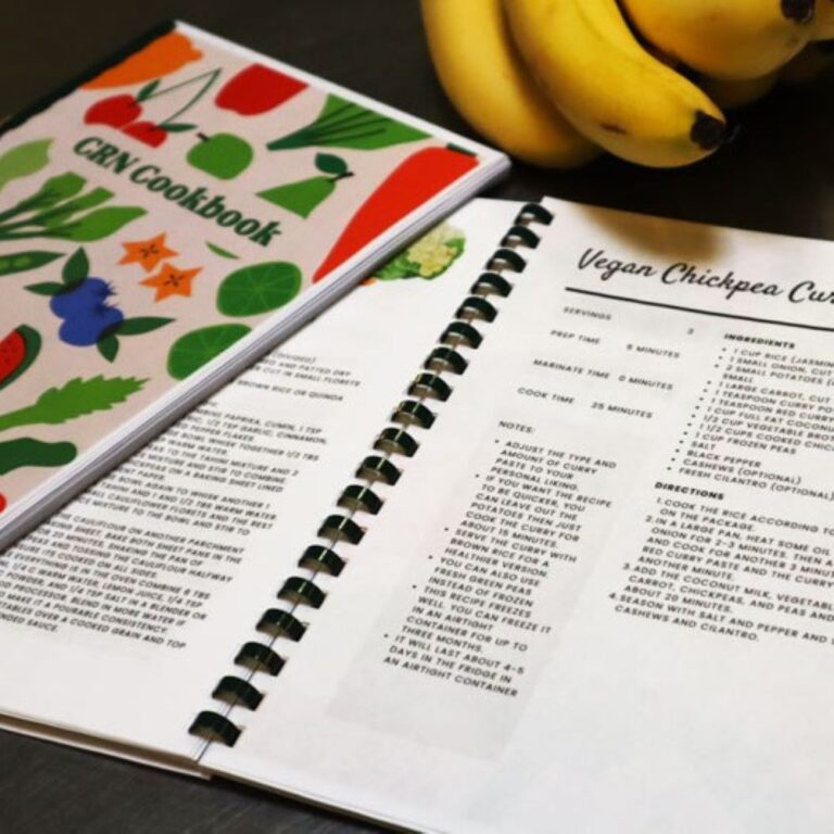 Close up of the CRN Cookbook of Family Recipes