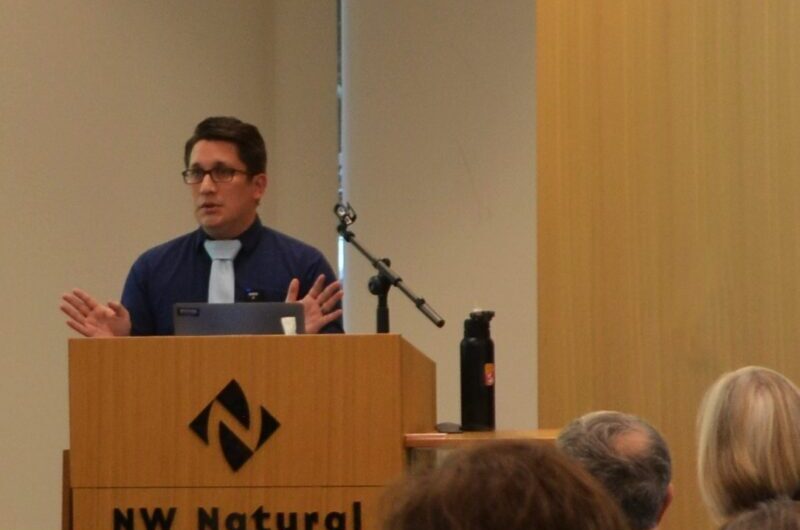 Dr. Joshua Tabaldo gives a presentation as part of the Talking Points series of conversations surrounding mental health and addiction in our community.